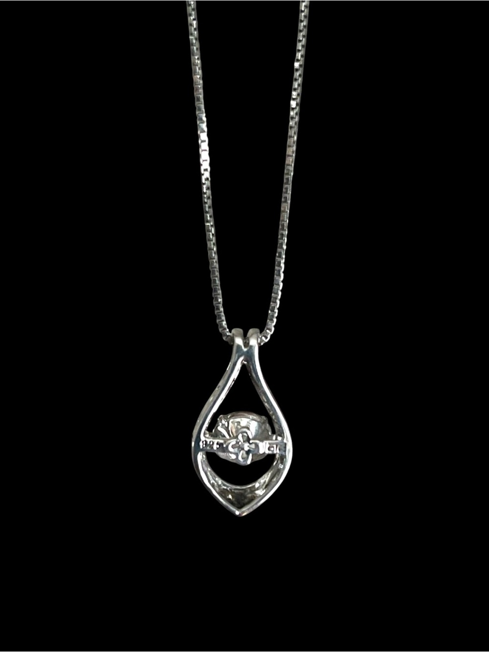 OTC Floating Diamond Simulated Solitaire Sterling Silver Pendant Necklace 18” - Picture 10 of 15